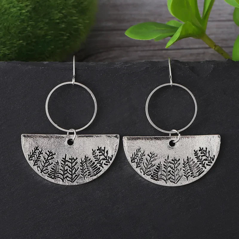 Front view of an earrings - Silver Forest Landscape Earrings - Zuzus Trove