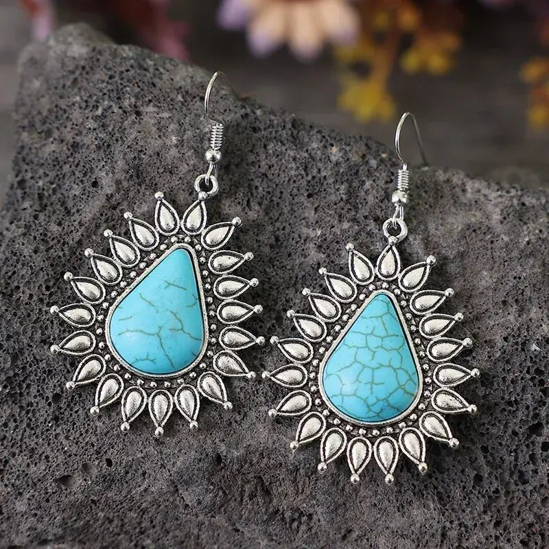 Front view of an earrings - Silver Turquoise Ear Candy - Zuzus Trove