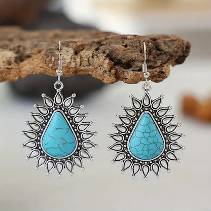 Front view of an earrings - Silver Turquoise Ear Candy - Zuzus Trove