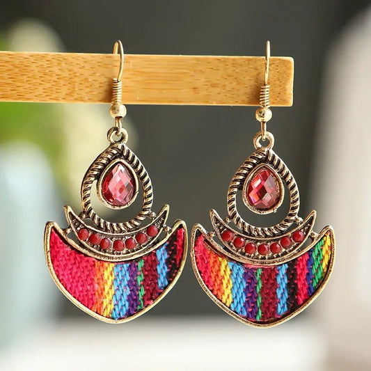 Front view of an earrings - Stone Earrings - Fancy Thread - work Earrings - Zuzus Trove