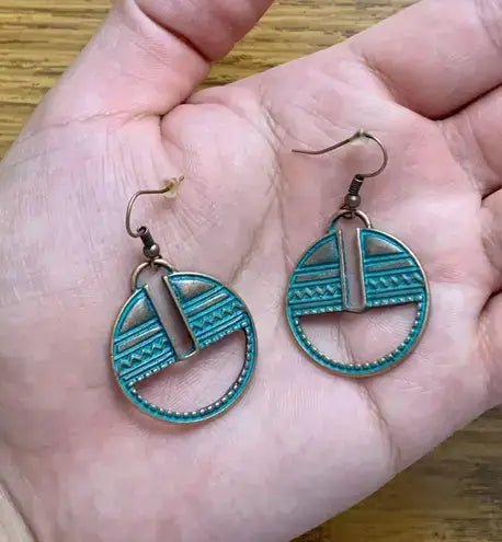 Front view of an earrings - Tribal Boho Design Earrings - Zuzus Trove