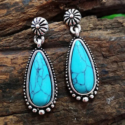 Front view of an earrings - Turquoise Charmed Earrings - Zuzus Trove