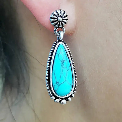 Front view of an earrings - Turquoise Charmed Earrings - Zuzus Trove