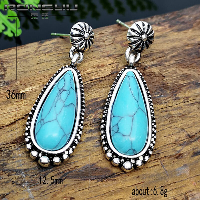 Front view of an earrings - Turquoise Charmed Earrings - Zuzus Trove