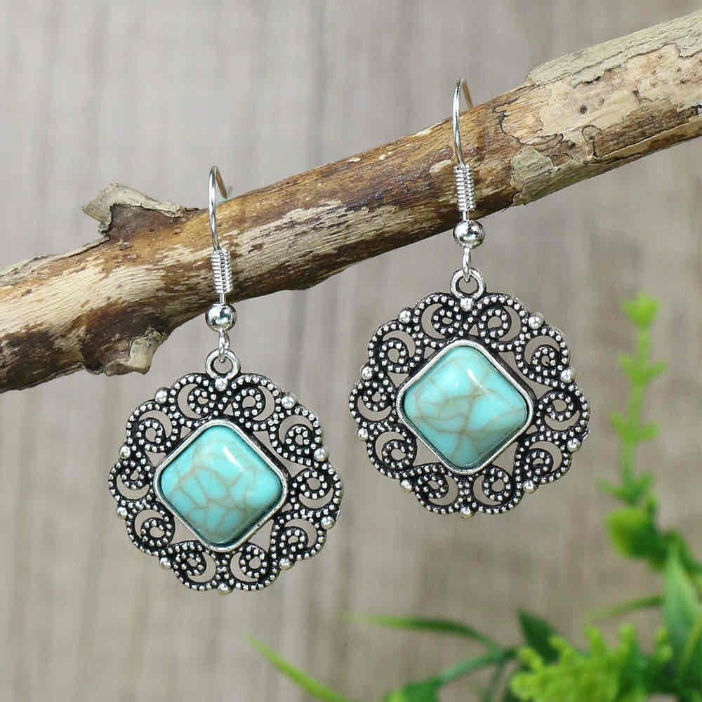 Front view of an earrings - Turquoise Fever Earrings Collection - Zuzus Trove