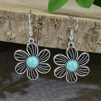 Front view of an earrings - Turquoise Silver Earrings Combo 1 - Zuzus Trove