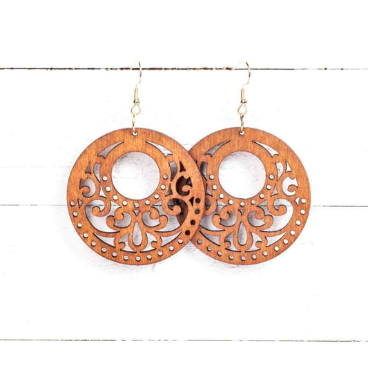 Image of an earring - Wood Earrings - Antique Hoop Design Earrings by Zuzus Trove