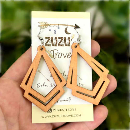 Image of an earring - Wood Earrings - Classic Cute Earrings by Zuzus Trove