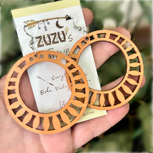 Image of an earring - Wood Earrings - Premium Large Hoop Earrings by Zuzus Trove