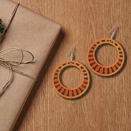 Front view of an earrings - Wood Earrings - Premium Large Hoop Earrings - Zuzus Trove