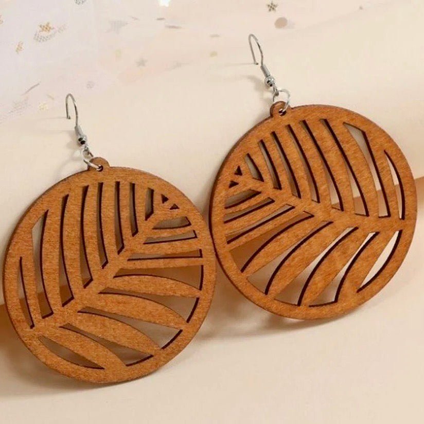 Image of an earring - Wood Earrings - Western Palm Leaf Large Earrings by Zuzus Trove