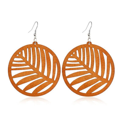 Image of an earring - Wood Earrings - Western Palm Leaf Large Earrings by Zuzus Trove