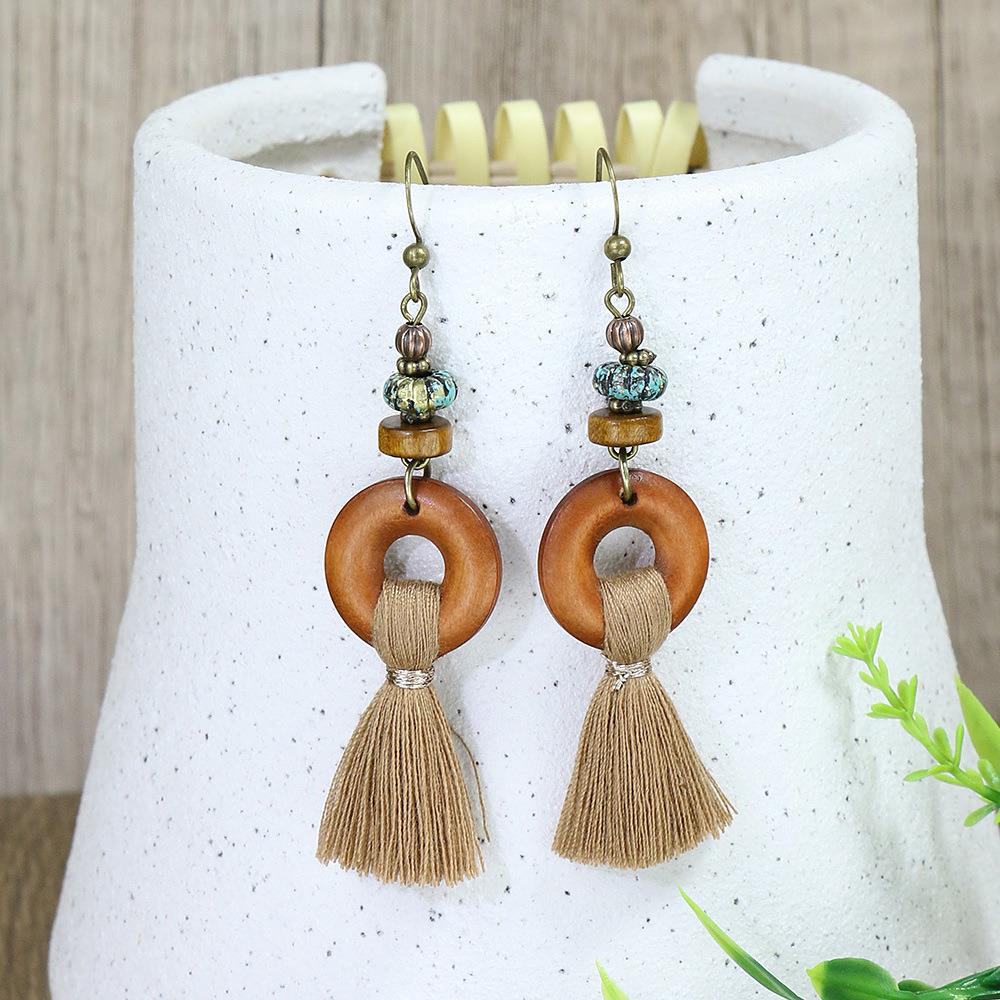 Front view of an earrings - Wood Hoop Daily Wear Earrings - Zuzus Trove