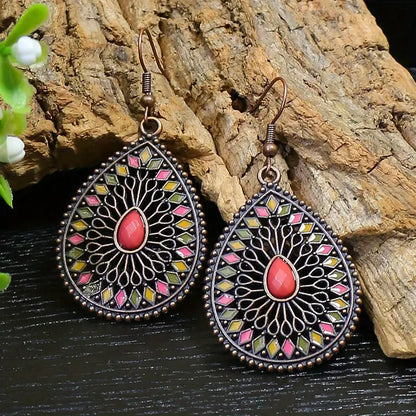 Premium - Blood Red Ethnic Water drop Earring