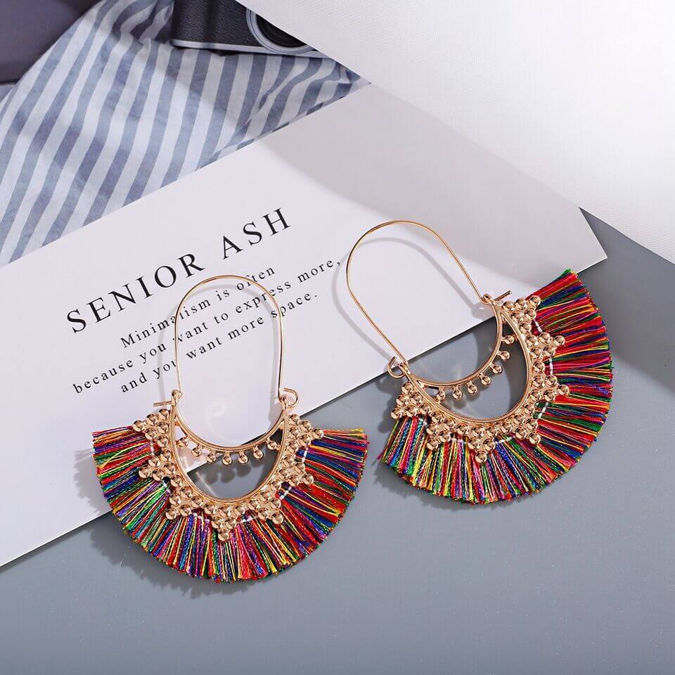 Premium | Silky Tassel Gold Earrings