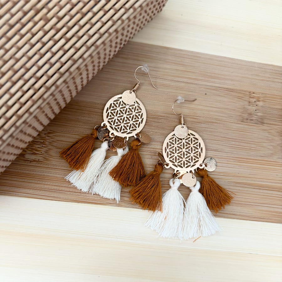 Premium - Sacred Flower of life with tassel Earring