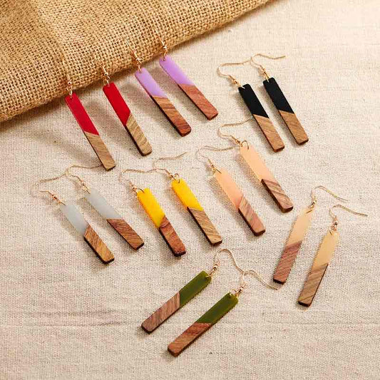 Long Earrings-Designer Chic Wood Earrings