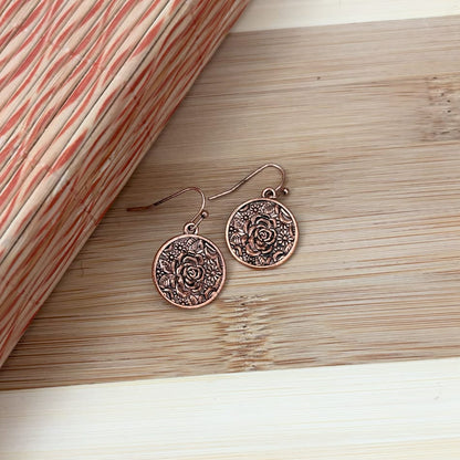 Rose Gold flower Earrings - Round