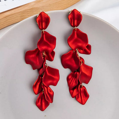 Luxury Series | Korean Long Drop Statement Earrings - Red