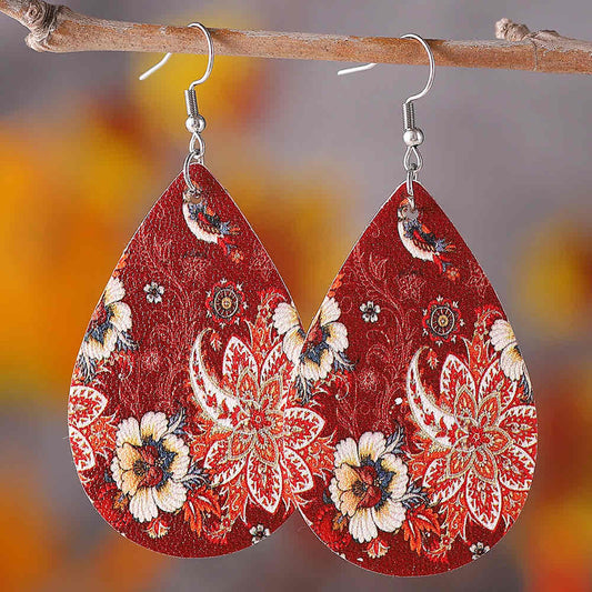 Retro Paisley Faux leather Earring - Style 1