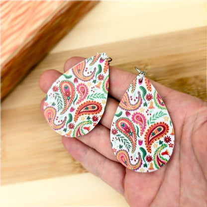 Retro Paisley Faux leather Earring - Style 2