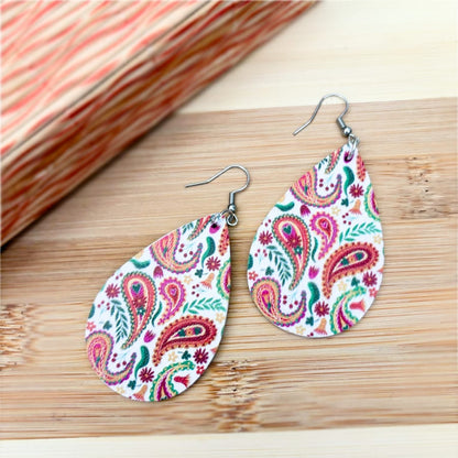 Retro Paisley Faux leather Earring - Style 2