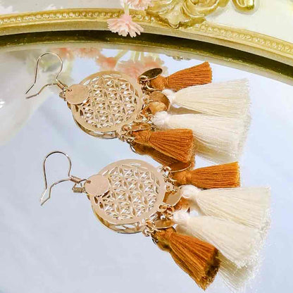 Premium - Sacred Flower of life with tassel Earring