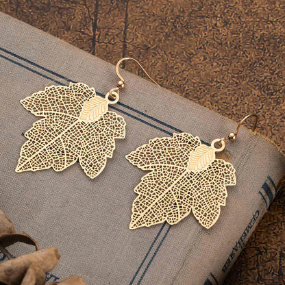 Gold Plated Maple Leaf Korean Earrings