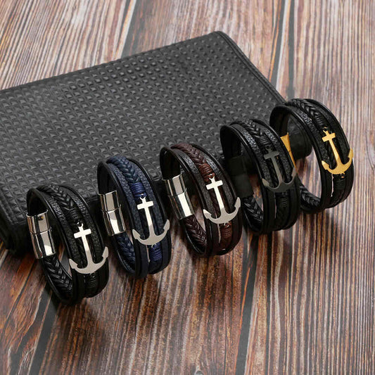 Premium Men's Stainless Steel Bracelets - Leather Bracelets for Men  Men's Bracelets