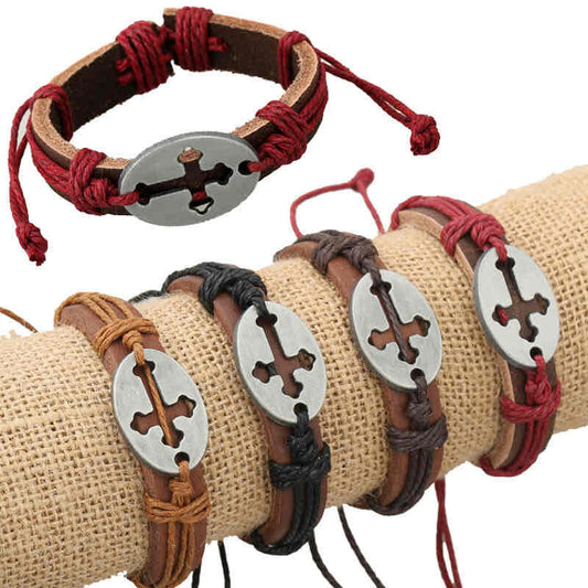 Men's Bracelets - Cross - Leather Bracelets for Men